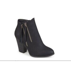 Journee Collection Womens Vally Double Zipper Stacked Booties Black Size 8 NIB